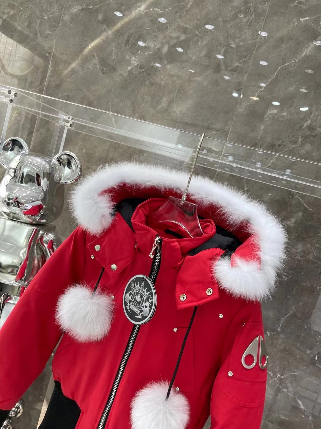 Moose Knuckles Fur Pom Bomber Jacket Moose Knuckles Fur Pom Bomber Jacket
